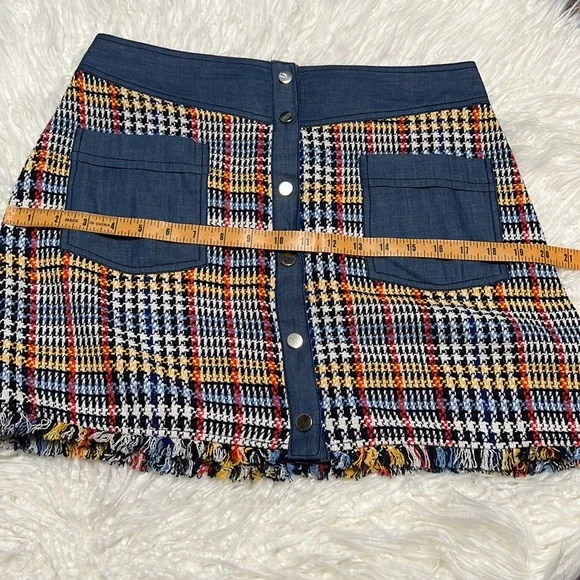 Zara Button Up Tweed Mini Skirt With Pockets And Frayed Hem - Picture 14 of 14